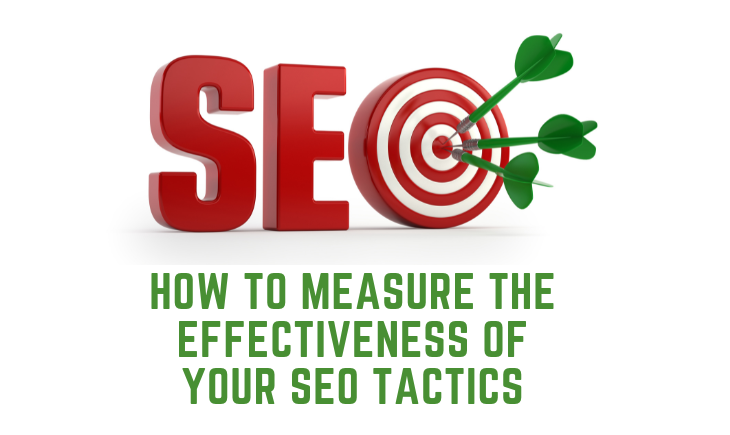 There is a large graphic of the word SEO with the O being a target with three arrows on the bullseye. Below this is the article title, "How to Measure the Effectiveness of Your SEO Tactics."